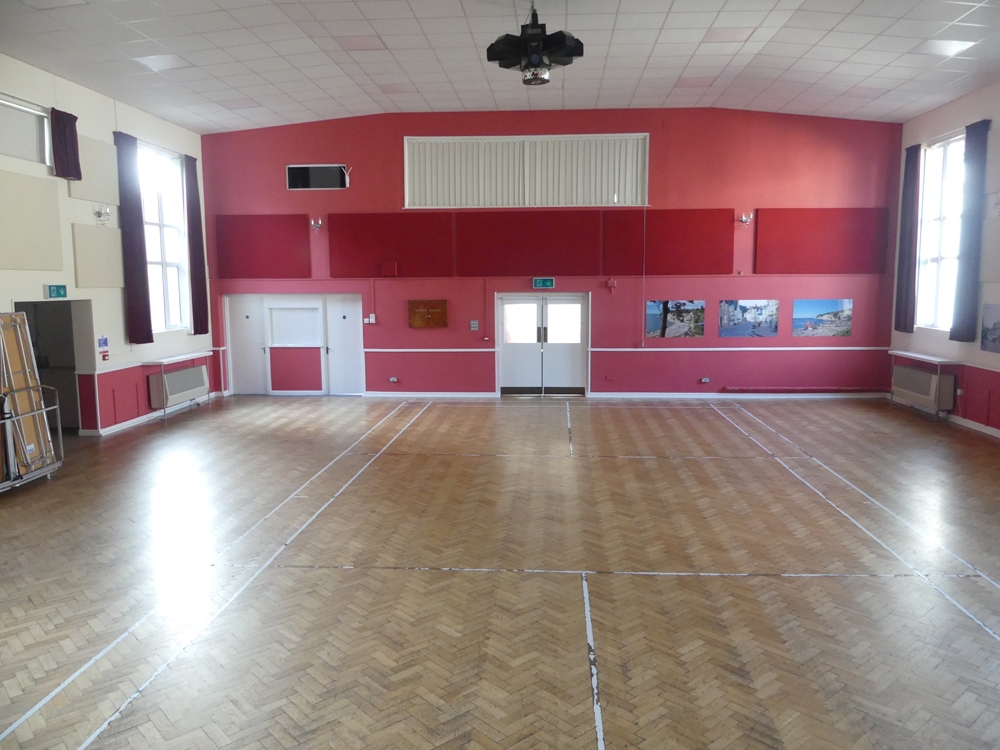 MAIN HALL: VIEW FROM STAGE TOWARDS ENTRANCE DOORS